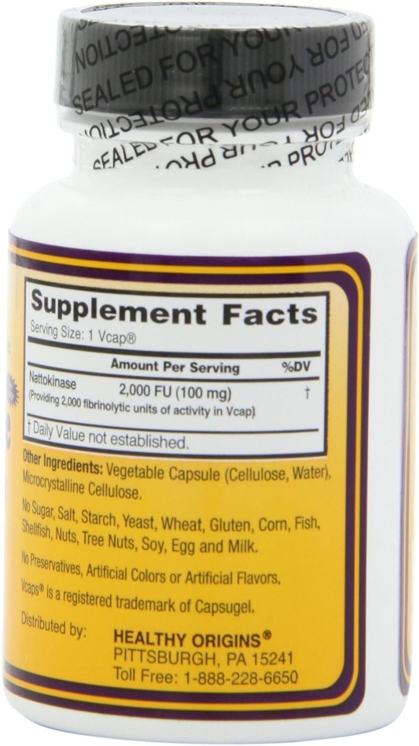 Healthy Origins Nattokinase 2, 000 FUs Multi Vitamins, 100 Mg, 60 Count