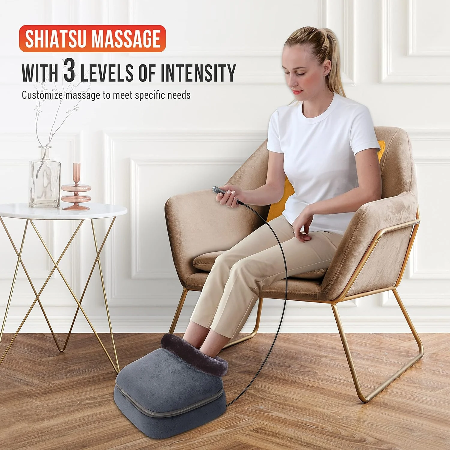 Snailax 2-in-1 Shiatsu Foot and Back Massager with Heat - Kneading Feet Massager Machine with Heating Pad, Cushion or Foot Warmer,Massagers for Back and Foot Relief