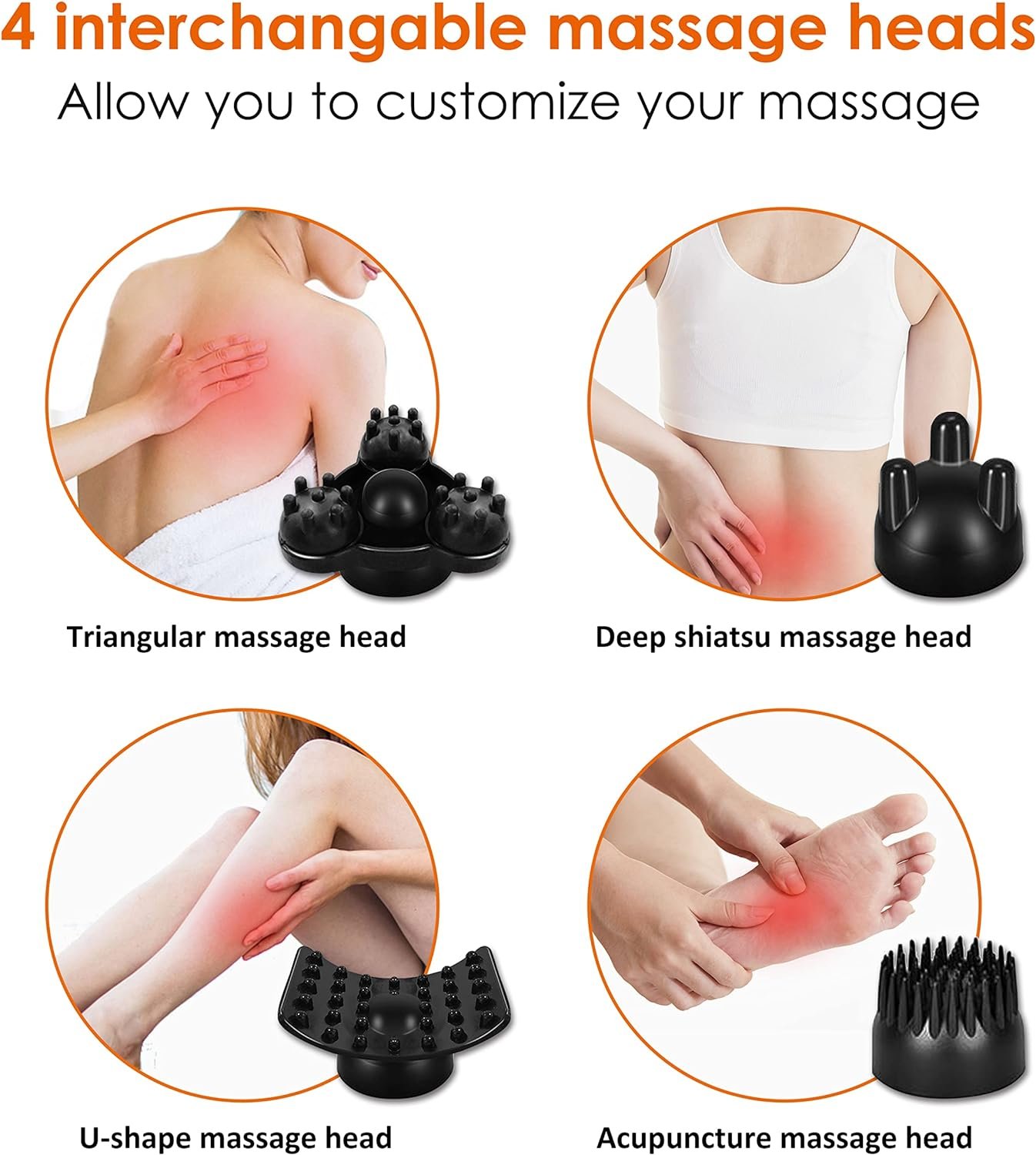 Snailax Cordless Handheld Back Massager - Rechargeable Percussion Massage with Heat, Deep Tissue Massager for Neck Shoulder Waist Leg Foot Back, Portable Wand Massager for Full Body