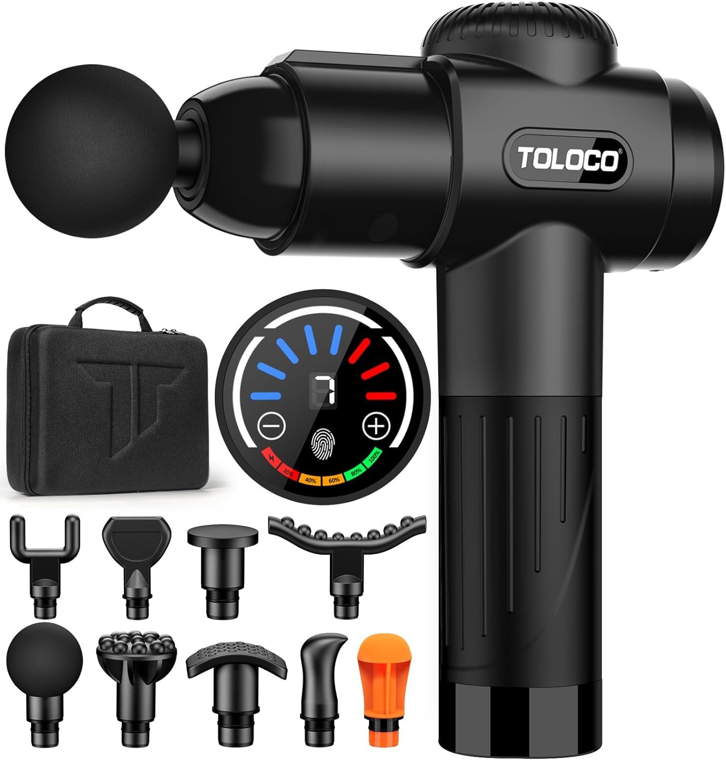 TOLOCO Massage Gun Deep Tissue, Back Massage for Athletes for Pain Relief, Percussion Massager with 10 Massages Heads  Silent Brushless Motor, Relax Gift for Mothers Day and Fathers Gifts, Black