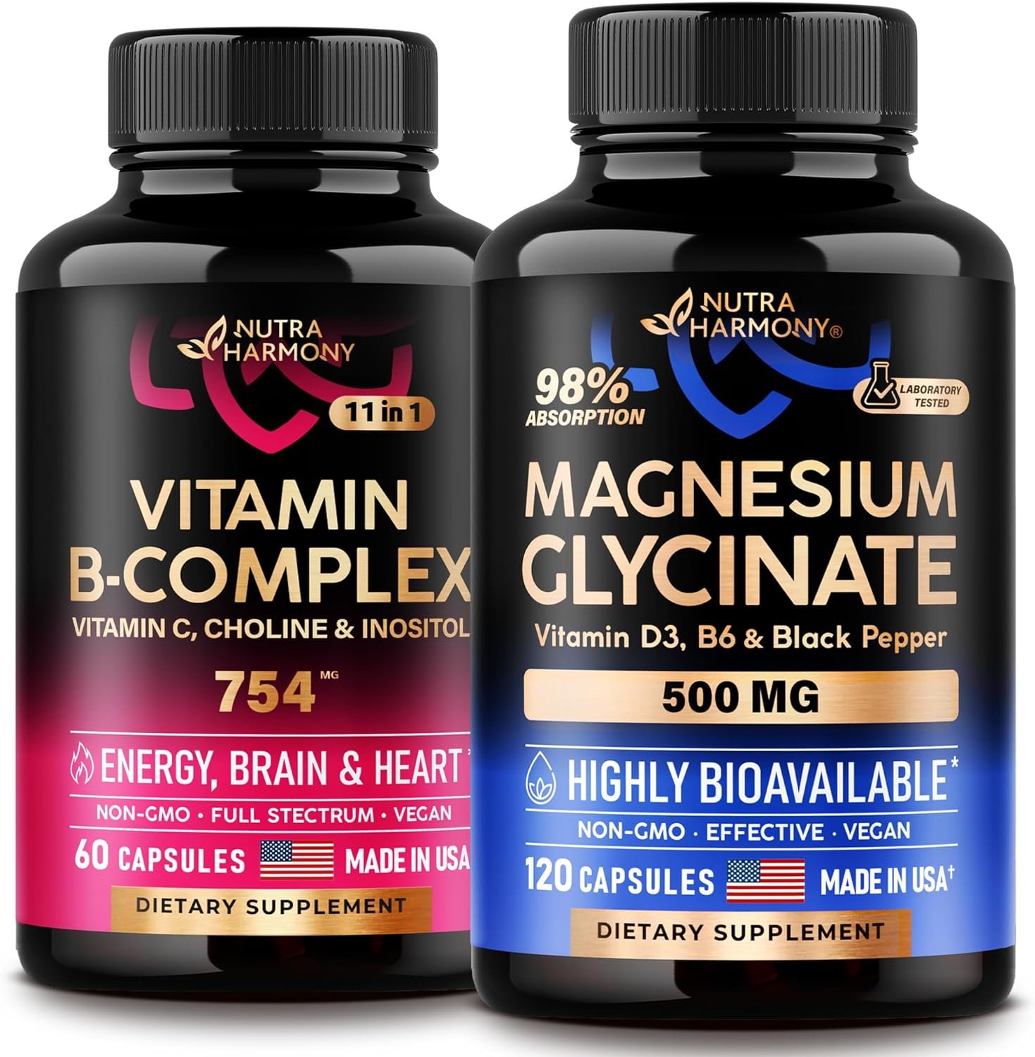 NUTRAHARMONY Vitamin B Complex  Magnesium Glycinate Capsules