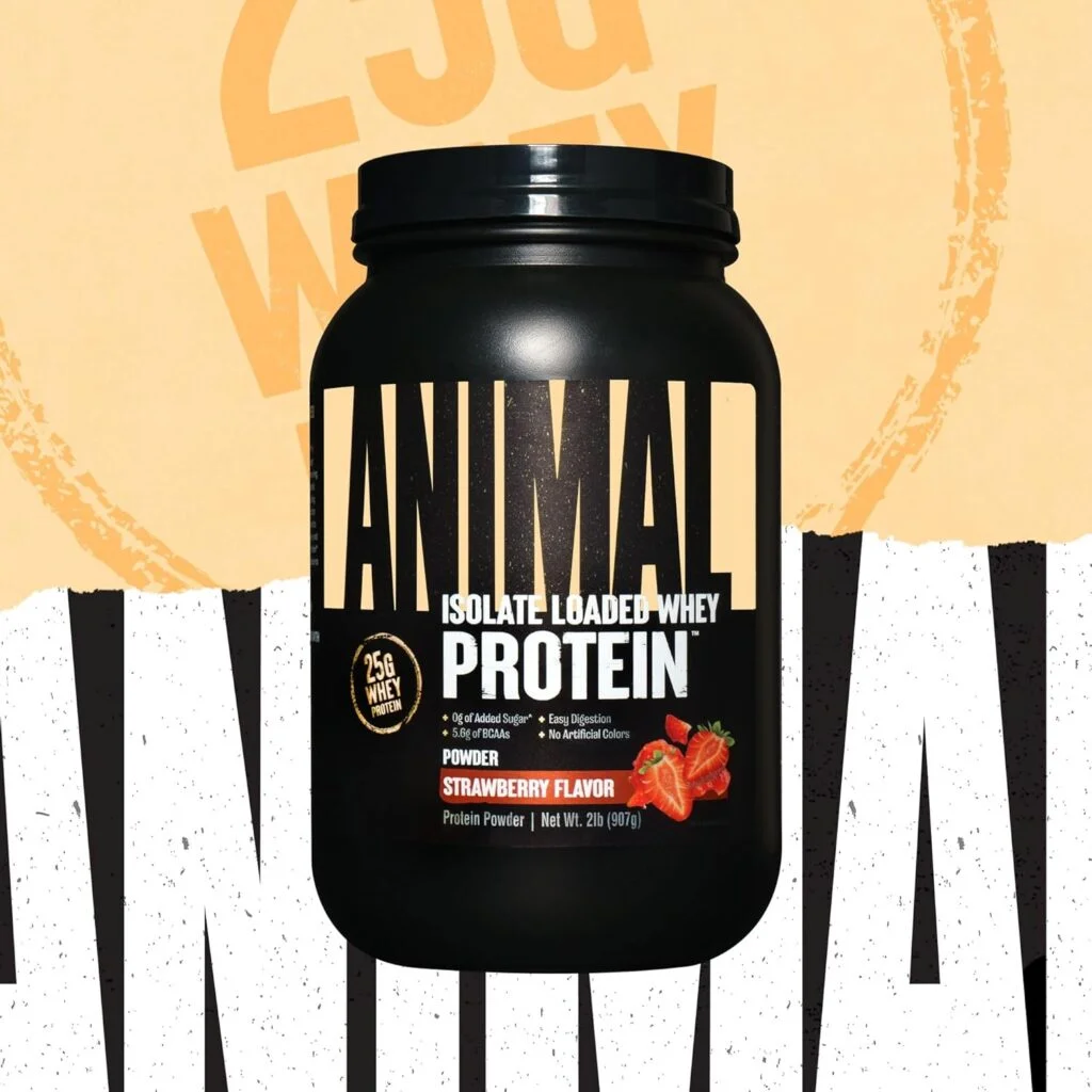 Animal Whey Isolate Protein Powder - Loaded for Pre  Post Workout Muscle Builder and Recovery with Digestive Enzymes for Men  Women - 25g Protein, Great Taste, Low Sugar - Cookies  Cream 4 lbs