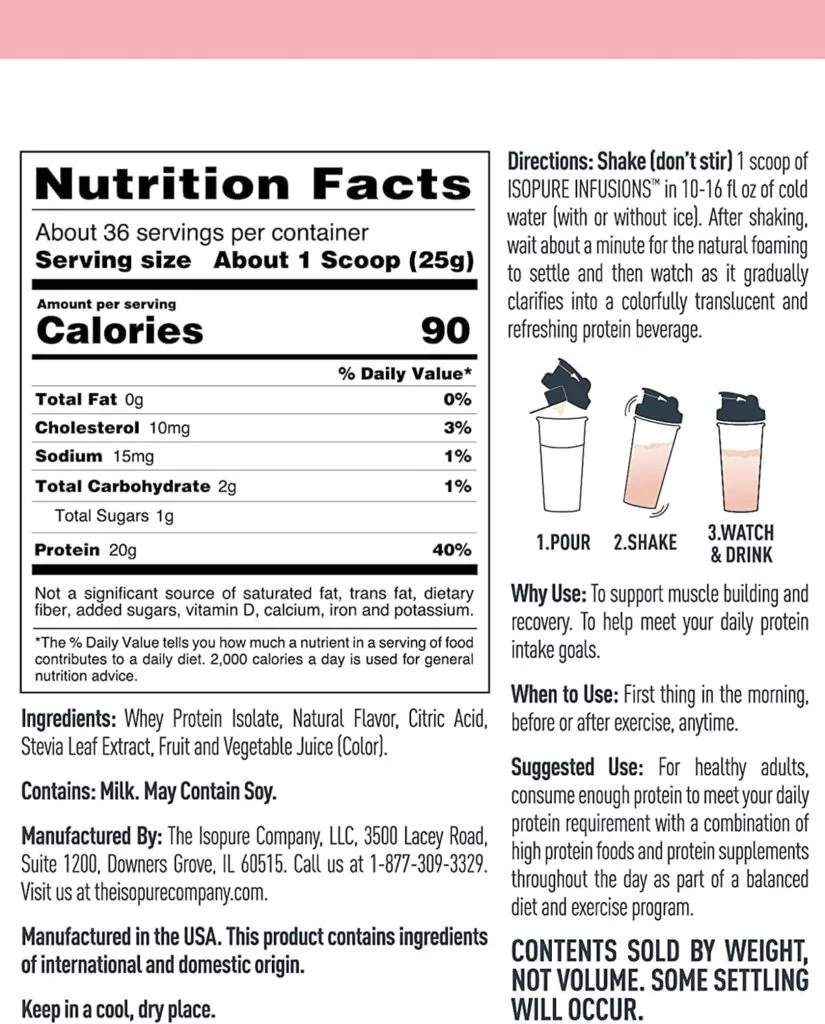 Isopure Protein Powder, Clear Whey Isolate Protein, Post Workout Recovery Drink Mix, Gluten Free with Zero Added Sugar, Infusions- Mixed Berry, 16 Servings