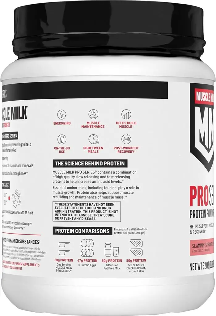 Muscle Milk Pro Series Protein Powder Supplement, Intense Vanilla, 5 Pound, 28 Servings, 50g Protein, 3g Sugar, 20 Vitamins  Minerals, NSF Certified for Sport, Workout Recovery, Packaging May Vary