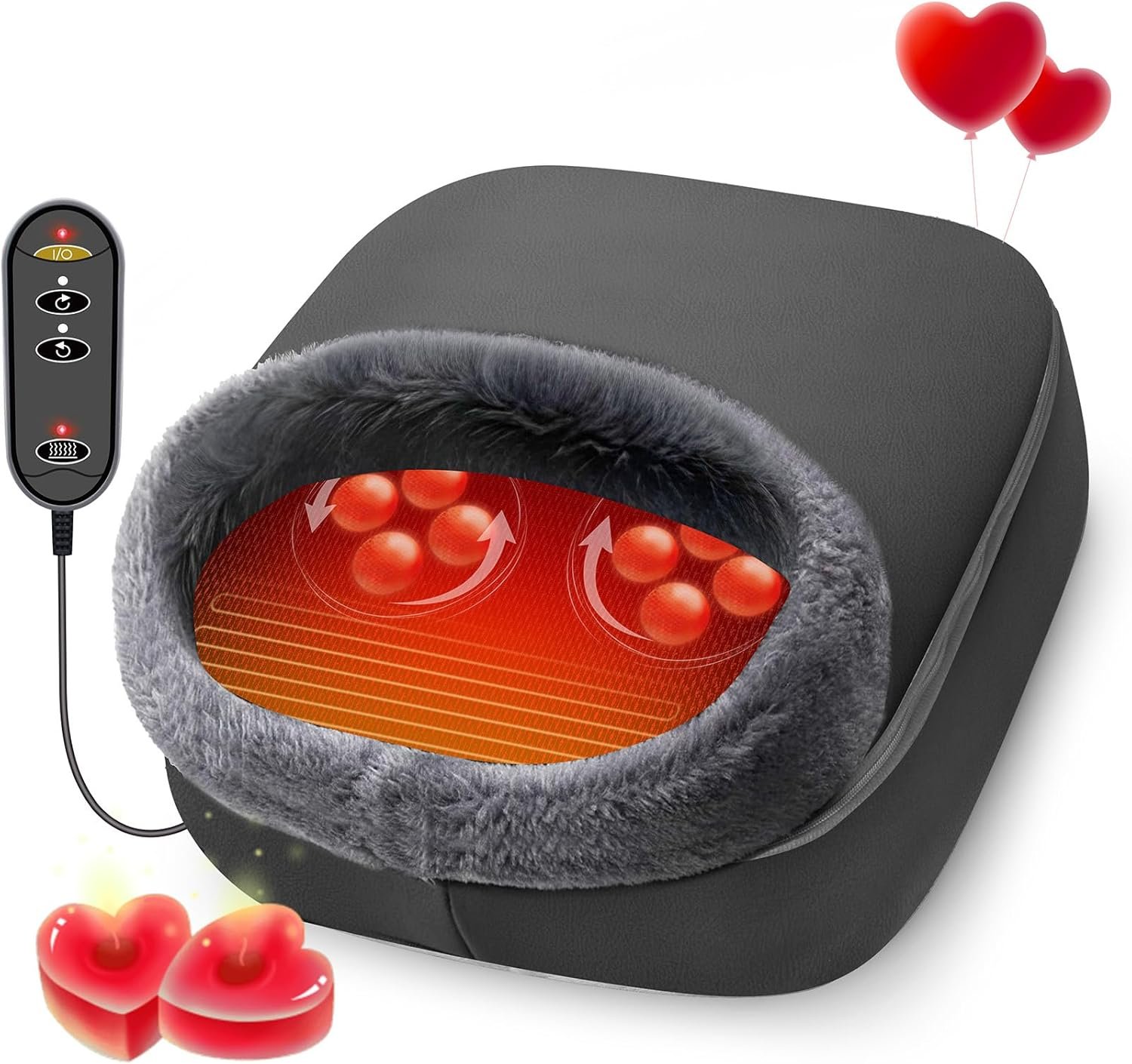 CooCoCo 2-in-1 Shiatsu Foot Massager with Heat - Christmas Gifts for Men, Kneading Feet Massager Machine Cushion or Foot Warmer, Massagers for Back and Foot Relief