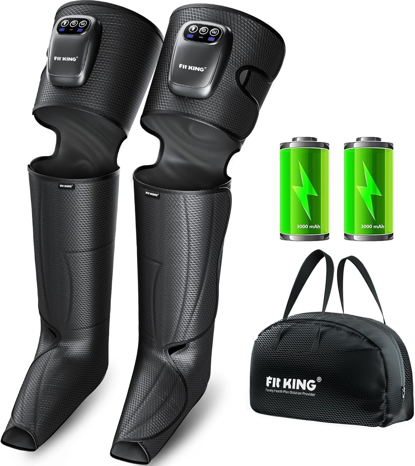 FIT KING Cordless Full Leg Massager Compression Boots, Rechargeable Foot and Calf Massager for Travel, Blood Circulation  Fast Recovery, Pain Relief | No External Long Air Hoses,Gift Idea