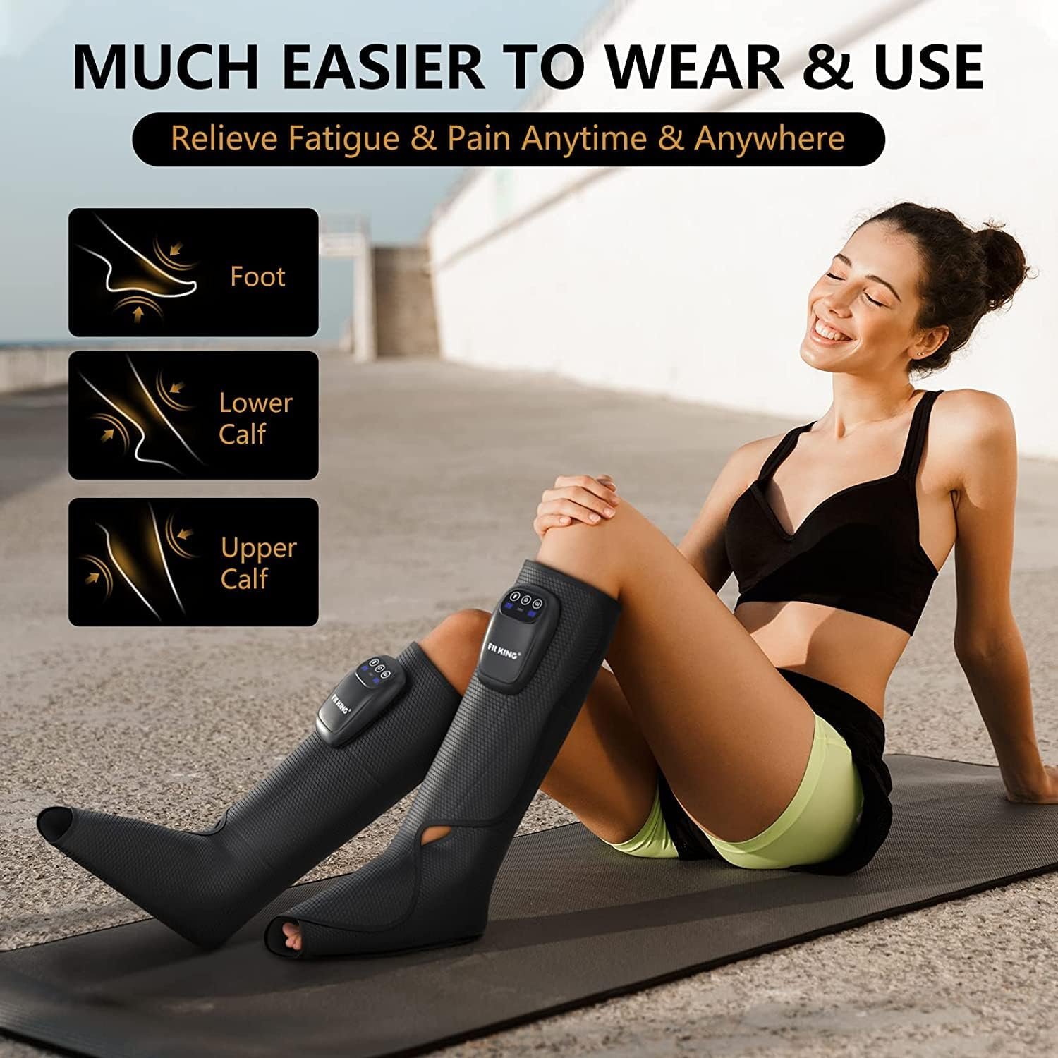 FIT KING Upgraded Cordless Leg Foot Massager for Pain Relief and Circulation, Relax Recovery, Rechargeable  Portable Compression Boots Calf Compression with Travel Bag - Healthy Gift Idea