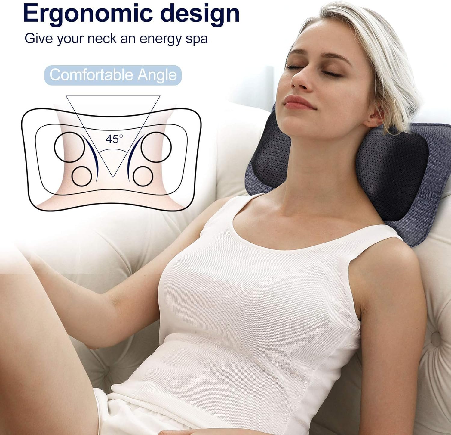 Mo Cuishle Shiatsu Neck Back Massager Pillow with Heat, Deep Tissue Kneading Massage for Back, Neck, Shoulder, Leg, Foot, Gift for Men Women Mom Dad, Stress Relax at Home Office and Car