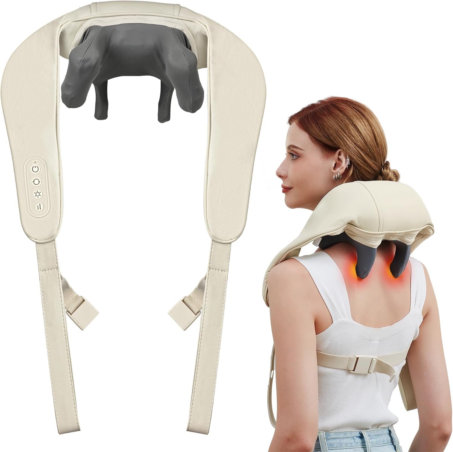 Neck and Shoulder Massager with Heat, Wireless Design Neck Massager for Pain Relief Deep Tissue, Shiatsu Massager for Neck Shoulder Back and Body, Gift for Mother Women Men