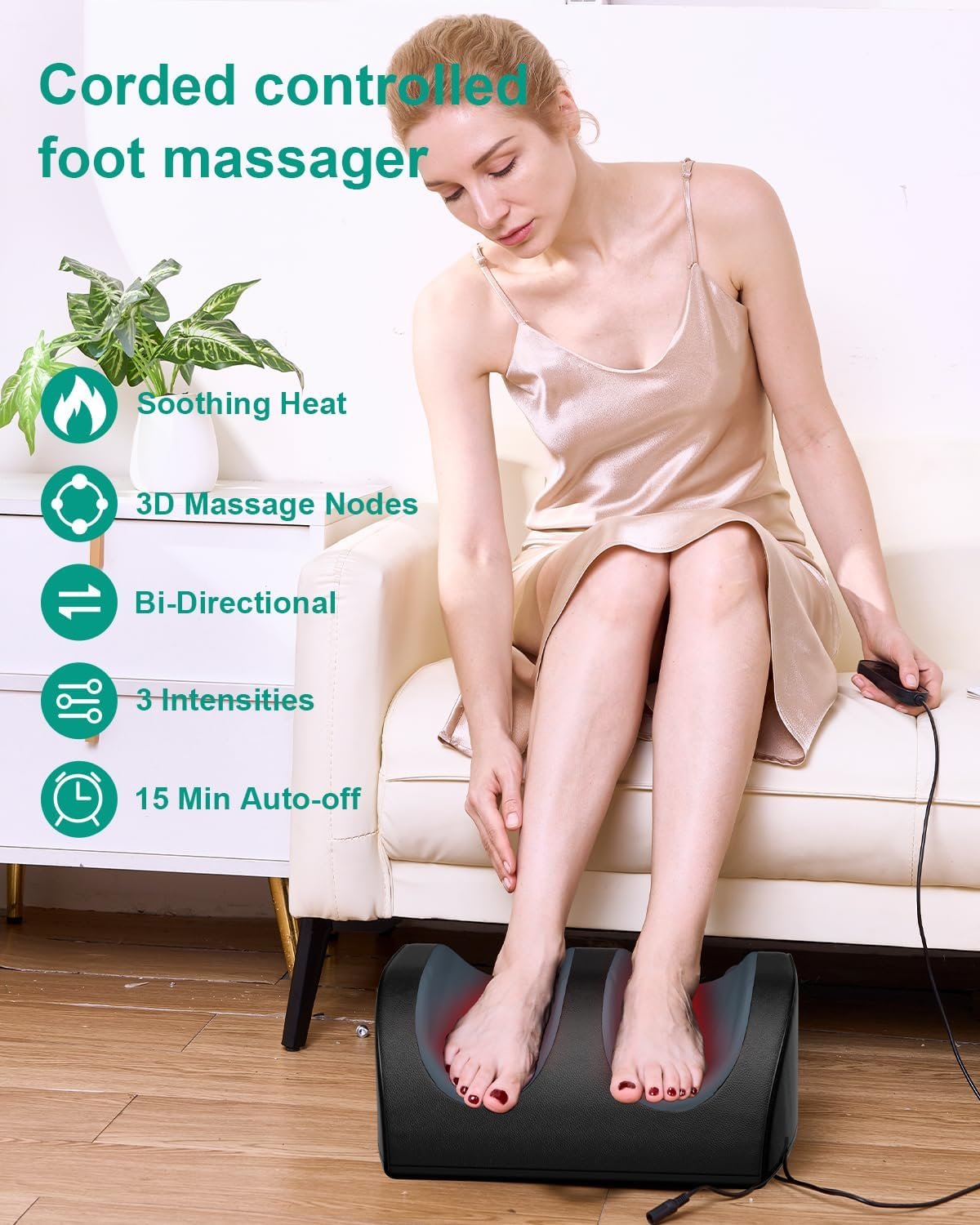 Shiatsu Foot Massager Machine with Heat, Foot and Calf Massager with Massage Roller, Deep Tissue Massager for Foot Massage and Calf Massage, Gifts for Mom  Dad