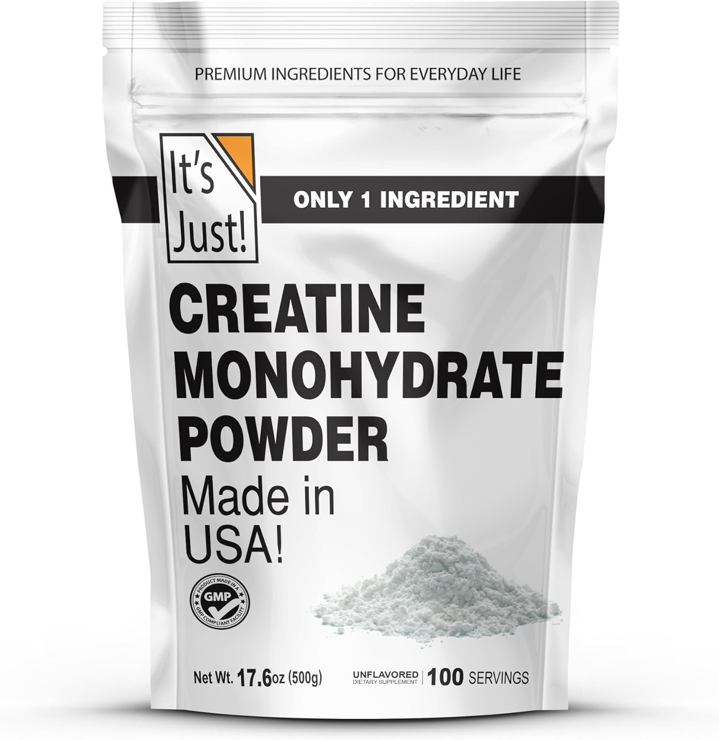 Its Just! - Creatine Monohydrate Powder, Pure Creatine Powder, Made in USA, 3rd Party Lab Tested, 5g Per Serving, Scoop Included, No Fillers, No Added Flavor (Unflavored, 500g / 100 Servings) Its Just! - Creatine Monohydrate Powder, Pure Creatine Powder, Made in USA, 3rd Party Lab Tested, 5g Per Serving, Scoop Included, No Fillers, No Added Flavor (Unflavored, 500g / 100 Servings)
