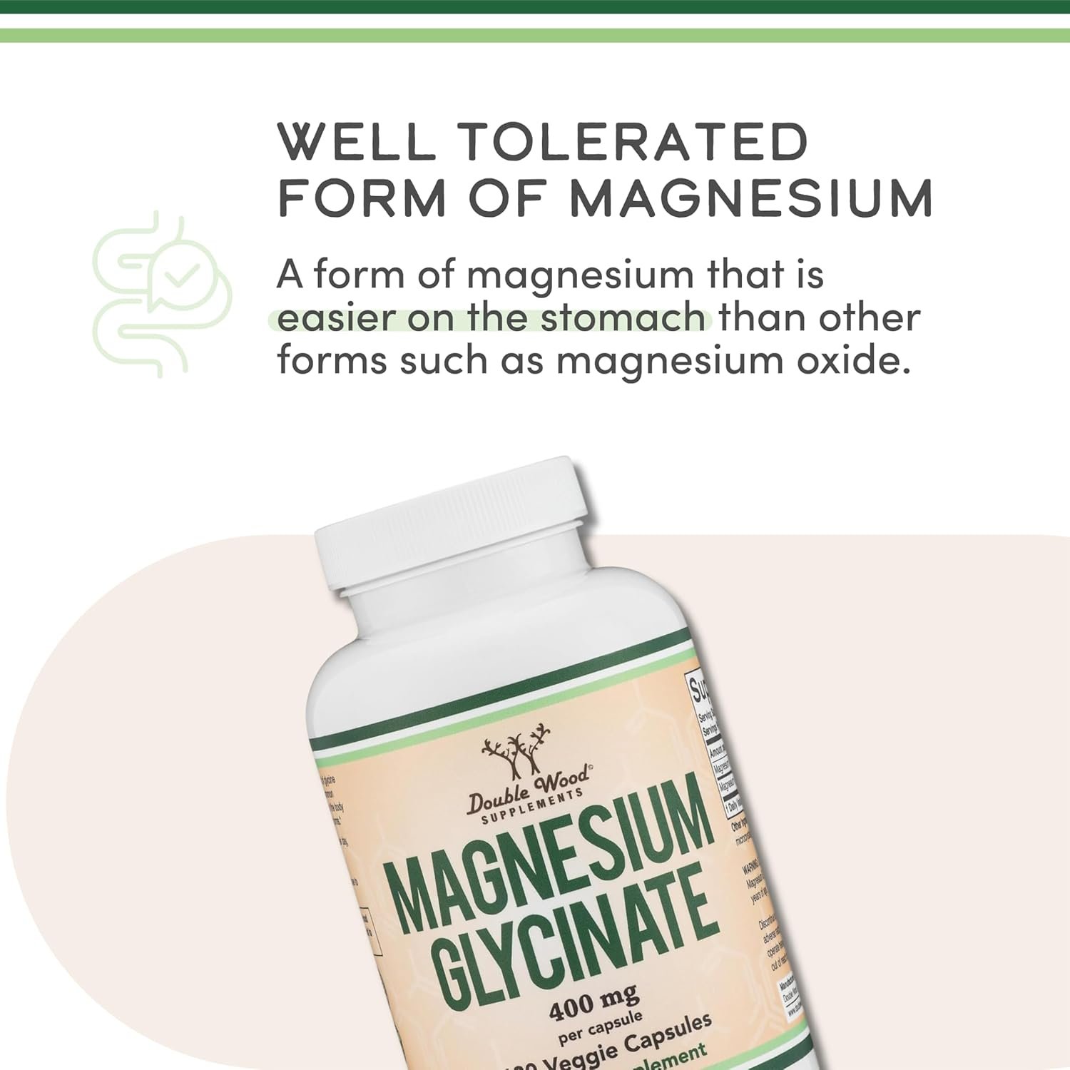 Magnesium Glycinate 400mg | 180 Capsules | Sleep, Muscle,  Heart Support | Vegan, Third Party Tested, Gluten Free, Non-GMO, by Double Wood Supplements