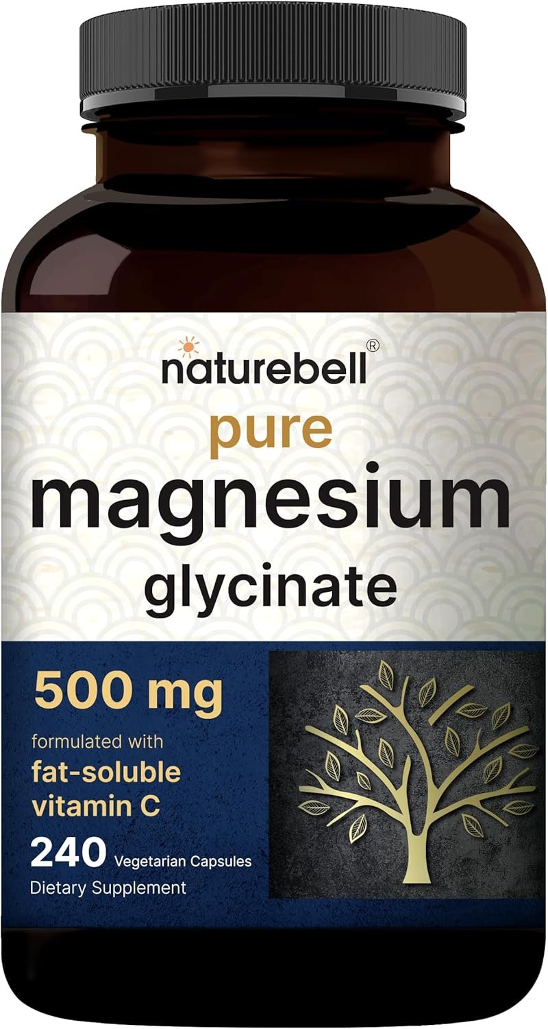 Naturebell Pure Magnesium Glycinate 500mg, 240 Veggie Capsules | 100% Chelated  Purified – 3rd Party Tested, Vegan Friendly, Non-GMO, Fiiler Free
