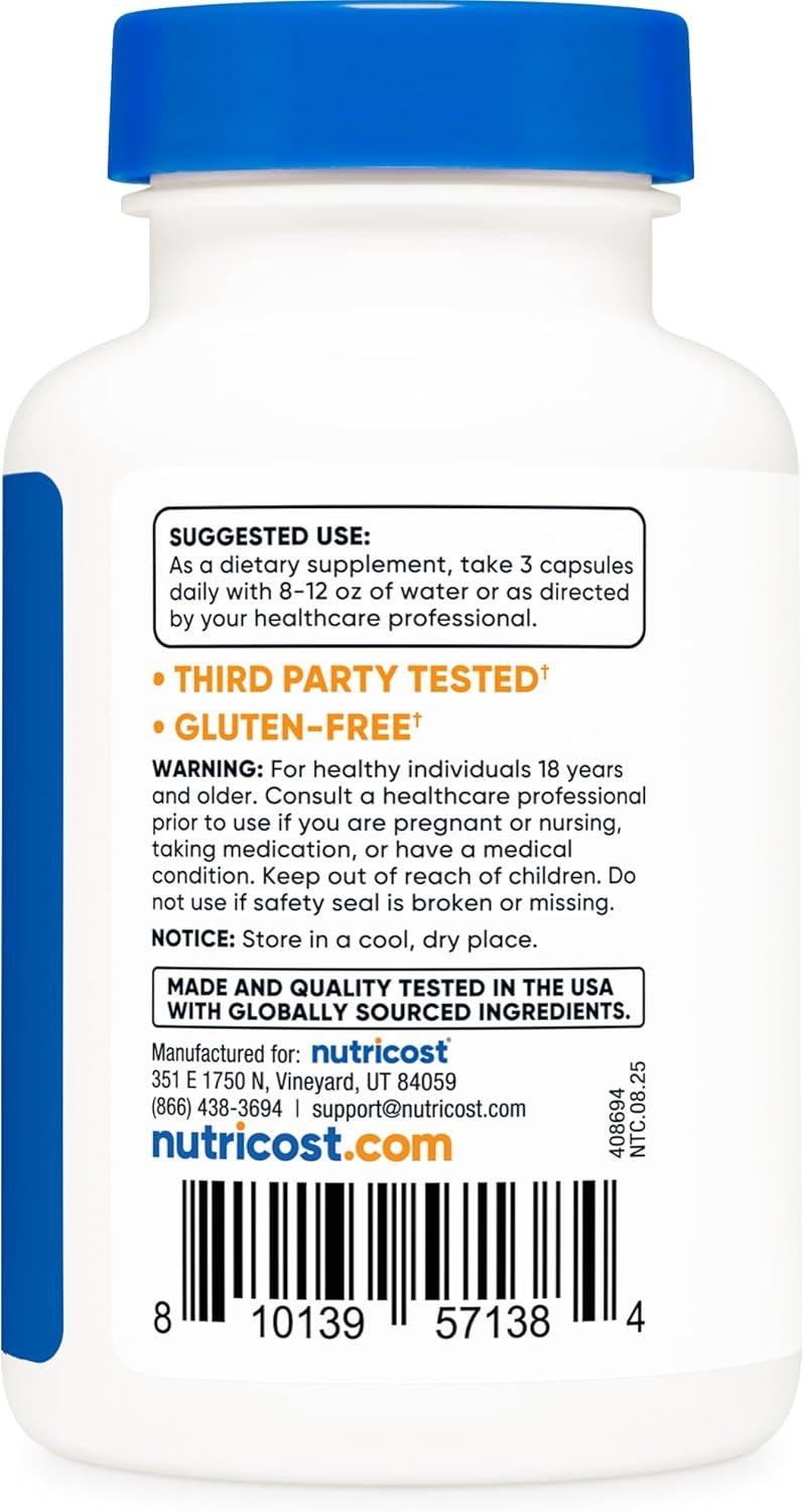 Nutricost Magnesium Glycinate Capsules (90 Capsules, 210 mg Per Serving) - Magnesium Glycinate Supplement for Gentle Absorption
