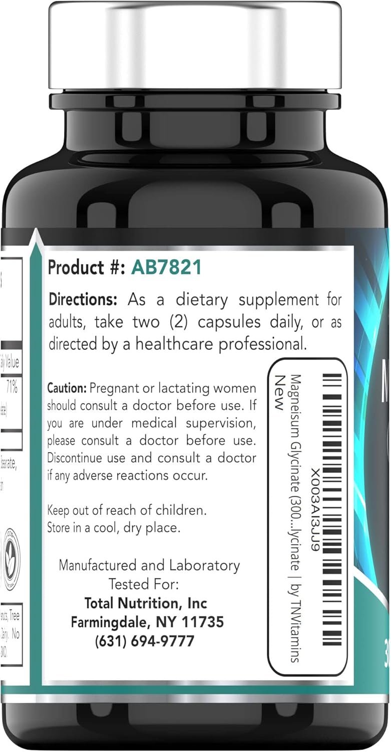 tnvitamins Magnesium Glycinate 300mg, 90 Capsules | High Absorption Chelated Magnesium for Sleep, Calm  Muscle Support* | Non-GMO, Gentle, Non-Laxative | TNVitamins