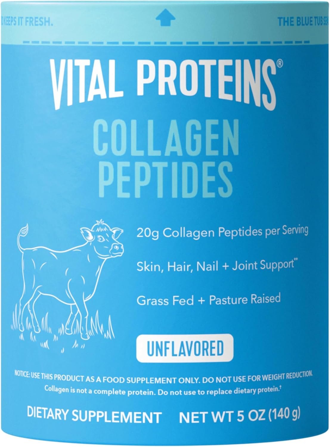 Vital Proteins Collagen Peptides Powder Supplement for Skin Hair Nail Joint Health or Support - Hydrolyzed Collagen - Unflavored, 7 Servings
