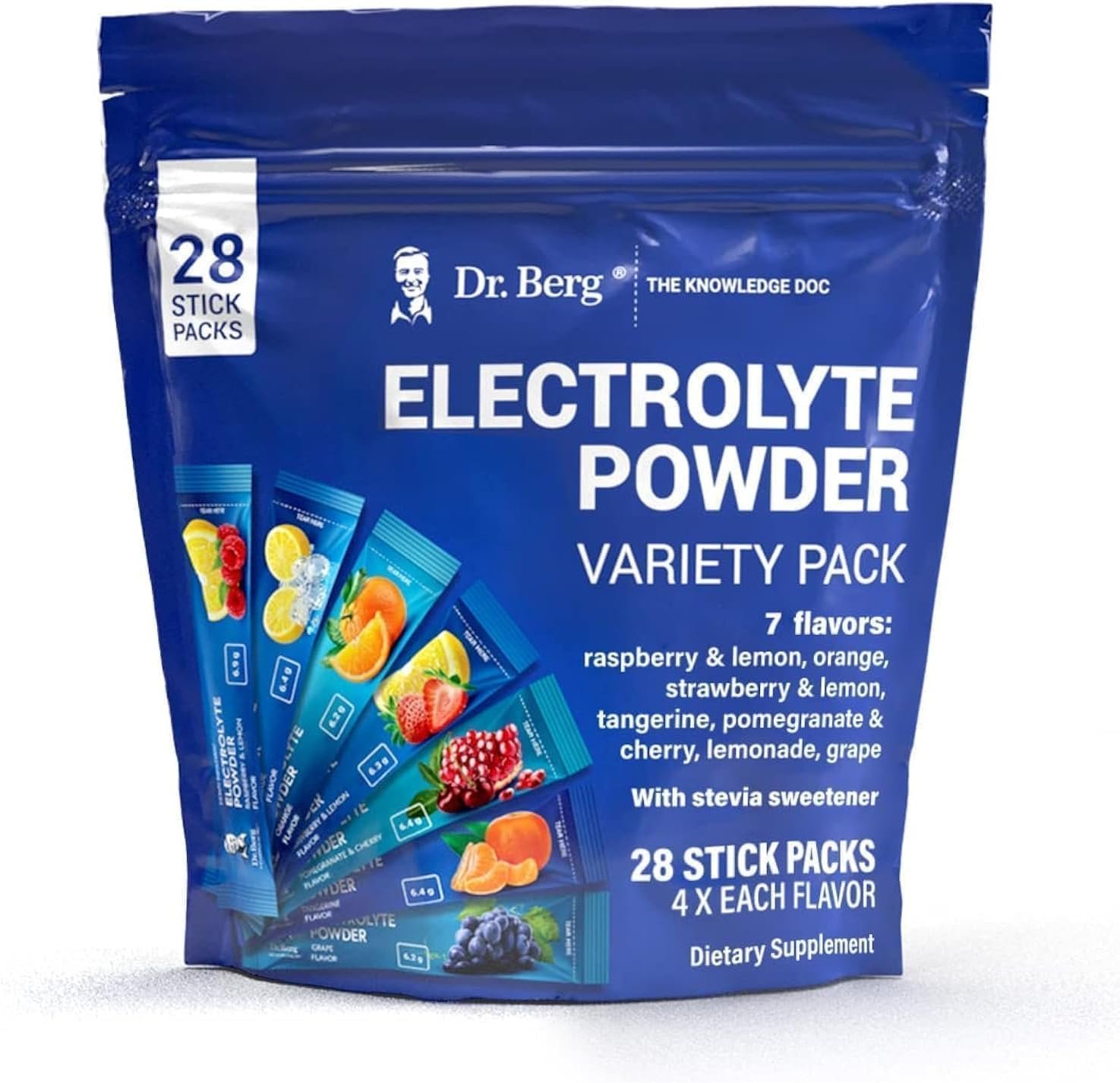 Dr. Berg Sugar Free Electrolyte Powder Packets (Variety Pack) - Daily Electrolyte Drink Mix - Total Hydration Pouches Sugar Free - Keto Electrolytes Powder Packets No Sugar - Delicious Flavors Dr. Berg Sugar Free Electrolyte Powder Packets (Variety Pack) - Daily Electrolyte Drink Mix - Total Hydration Pouches Sugar Free - Keto Electrolytes Powder Packets No Sugar - Delicious Flavors